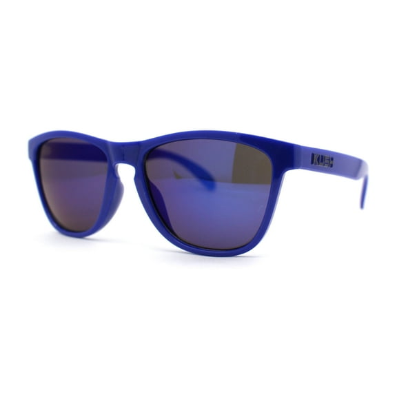 Kush Mens Retro Sport Keyhole Horn Rim Pop Color Plastic Sunglasses Navy Blue Mirror