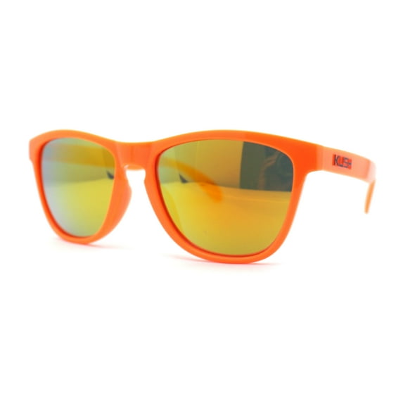 Kush Mens Retro Sport Keyhole Horn Rim Pop Color Plastic Sunglasses Orange Mirror