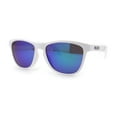 thumbnail image 1 of Kush Mens Retro Sport Keyhole Horn Rim Pop Color Plastic Sunglasses White Teal Mirror, 1 of 4