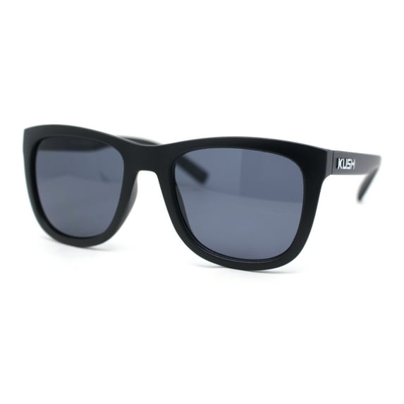 Kush Mens Rounded Rectangular Horn Rim Matte Sporty Plastic Sunglasses Matte Black - Black