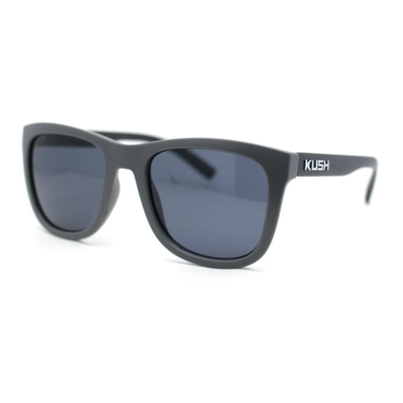 Kush Mens Rounded Rectangular Horn Rim Matte Sporty Plastic Sunglasses Matte Grey - Black
