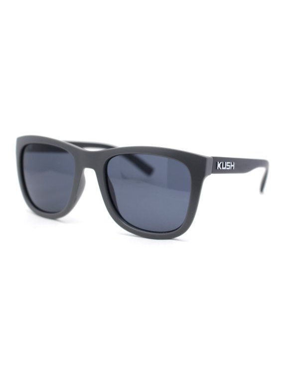 Kush Mens Rounded Rectangular Horn Rim Matte Sporty Plastic Sunglasses Matte Grey - Black