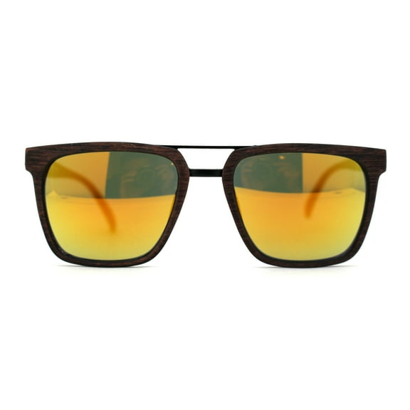 Kush Mirror Lens Gentlemens Double Bridge Horn Rim Sunglasses Brown Orange Mirror