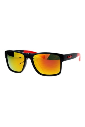 Kush Mirrored Rectangular Plastic Sport Sunglasses Red