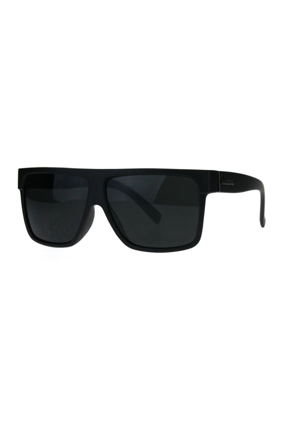 Kush Pot Logo Large Squared Flat Top Mobster All Black Gangster Sunglasses Matte Black
