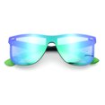 thumbnail image 1 of Kush Premium Mens Shield Horn Rim Mirror Lens Sunglasses Black Green Mirror, 1 of 9