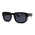 thumbnail image 1 of Kush Vented Side Visor Horn Rim Rectangle Plastic Sunglasses Matte Black Silver Logo, 1 of 4