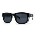 thumbnail image 1 of Kush Vented Side Visor Horn Rim Rectangle Plastic Sunglasses Shiny Black Gold Logo, 1 of 4