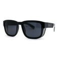 thumbnail image 1 of Kush Vented Side Visor Horn Rim Rectangle Plastic Sunglasses Shiny Black Silver Logo, 1 of 4
