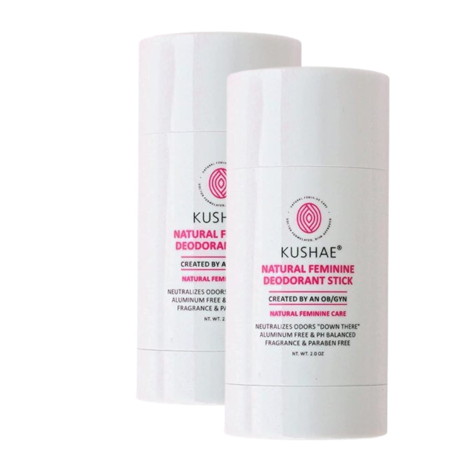Kushae Natural Feminine Deodorant Stick, 2 Pack