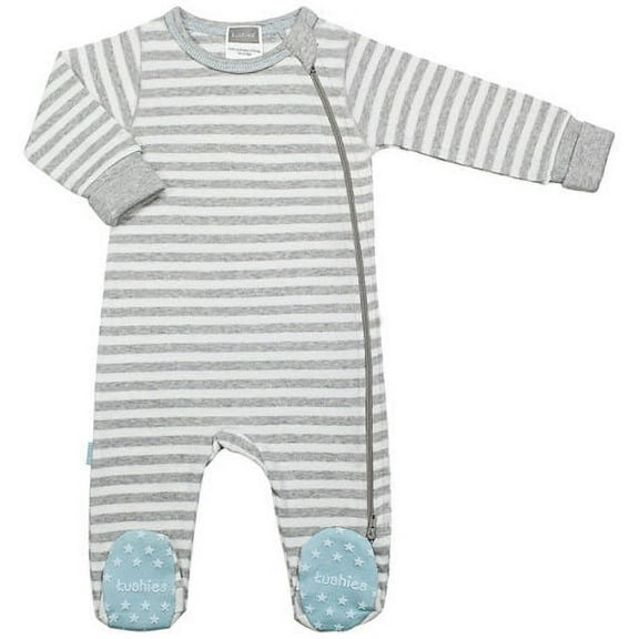 Kushies Baby Boys Classics Sleeper Side Zip, Grey Stripe, 9m