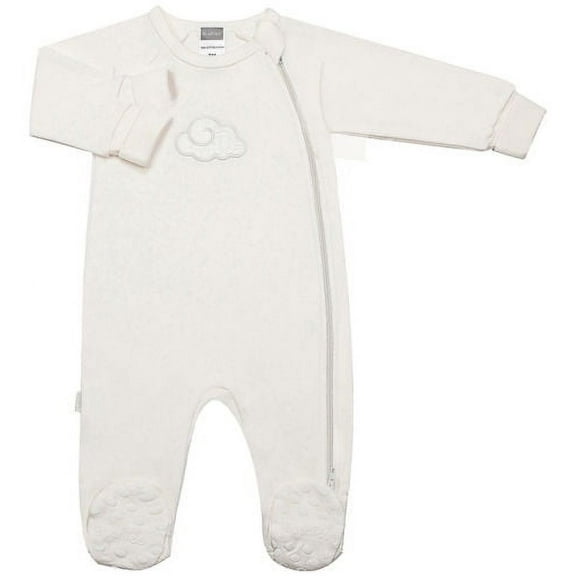 Kushies Baby Classic Cotton Side Zip Sleeper (6 Months, ECRU Cloud)