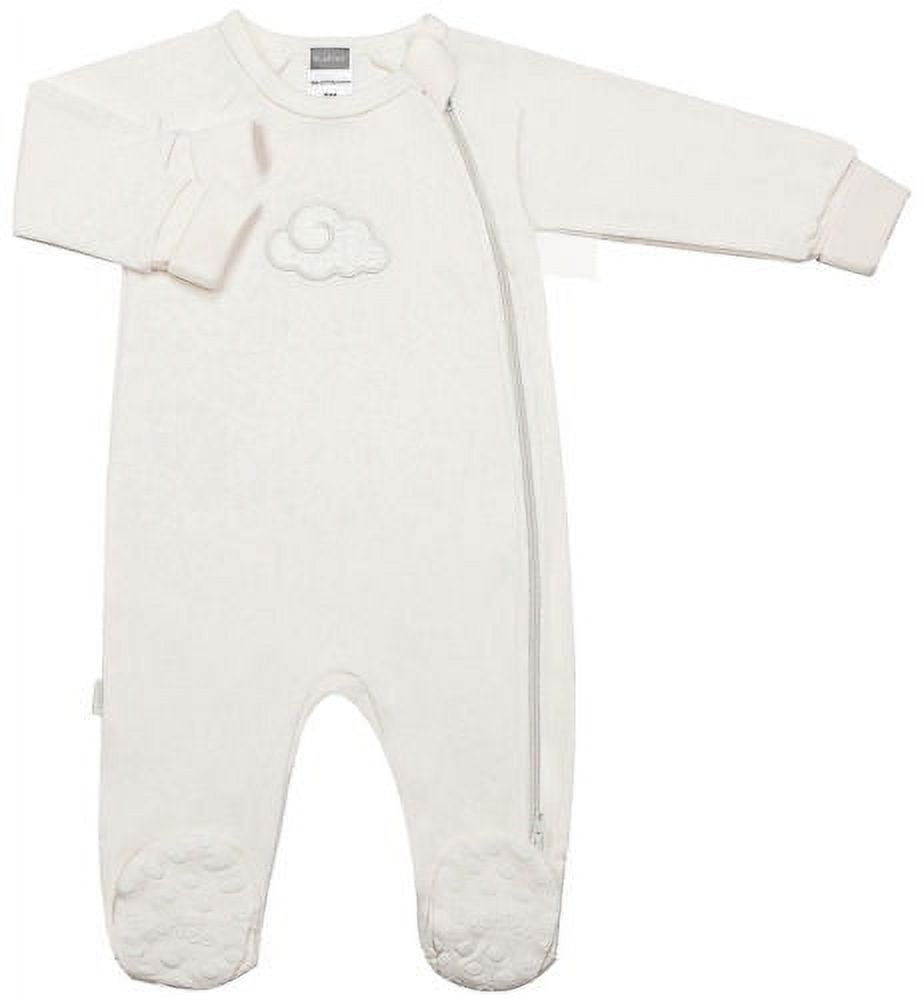 Kushies Baby Classic Cotton Side Zip Sleeper (Preemie, ECRU Cloud)
