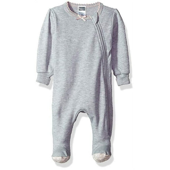 Kushies Baby Girls Classics Side Zip Sleeper, Grey, 6m
