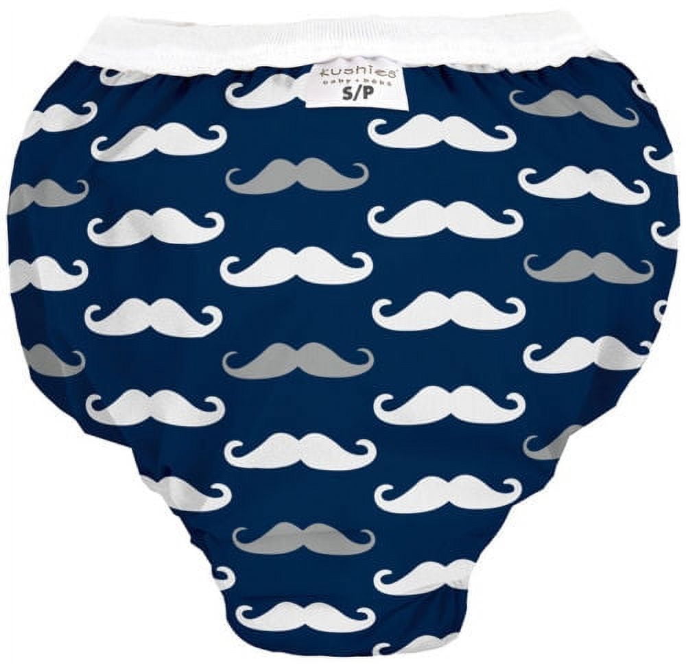 Kushies Baby Waterproof Training Pant (3338 Pounds), Navy Mustache, Large