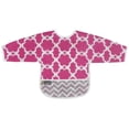 thumbnail image 1 of Kushies Cleanbib Art Smock Waterproof Clean Bib w/Pocket & Long Sleeves (6-12 Months, Fuchsia Modern), 1 of 1
