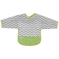 thumbnail image 1 of Kushies Cleanbib Waterproof Bib with Sleeves 6-12Month, Green Chevron, 1 of 2