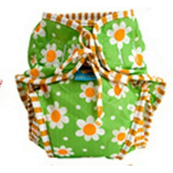 Kushies Reusable Swim Diaper, Green Daisy Print, X Large