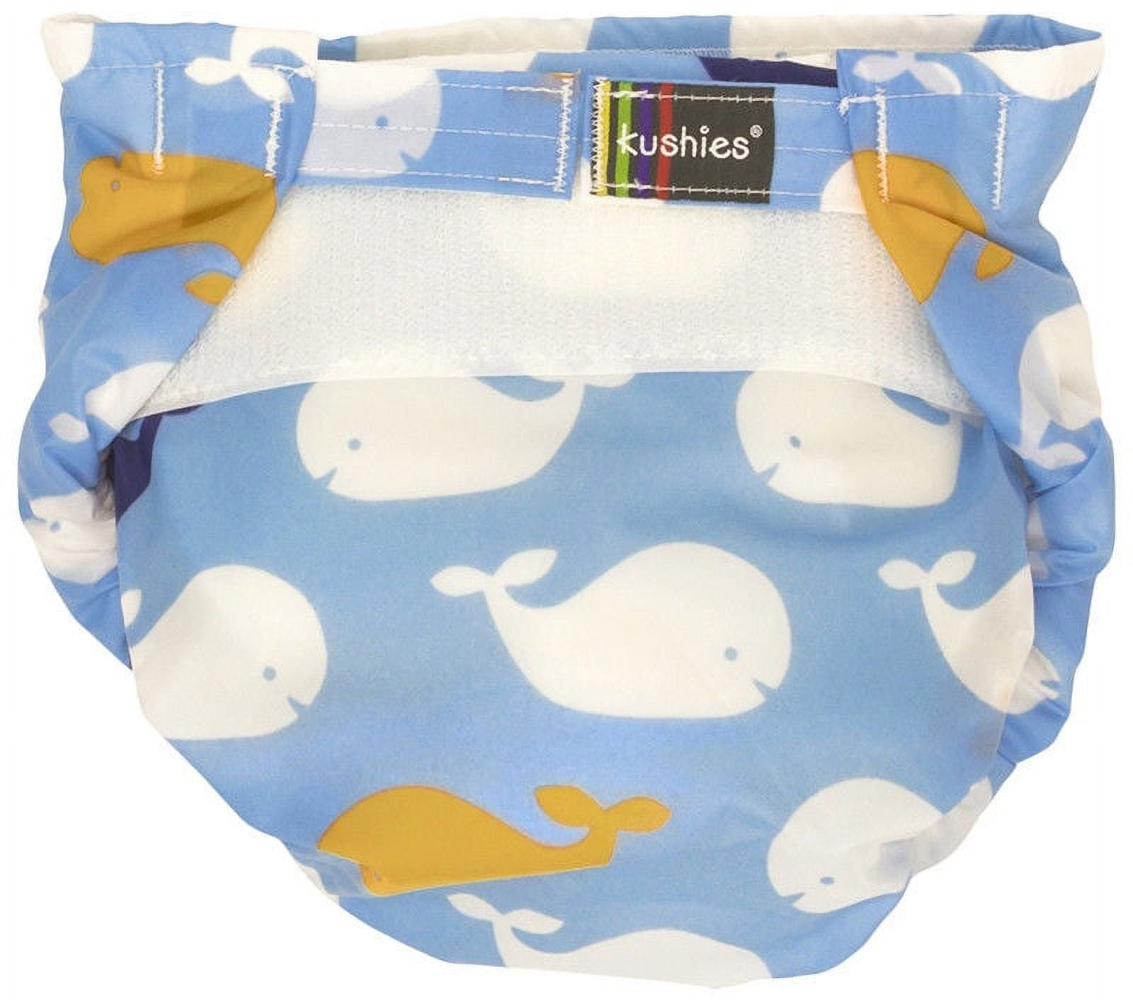 Kushies Ultra-Lite All-In-One Form-Fitted Washable Cloth Diapers (Blue Whales, Toddler)