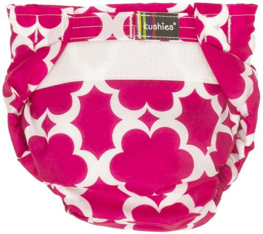 Kushies Ultra-Lite All-In-One Form-Fitted Washable Cloth Diapers (Fuchsia Modern Flowers, Toddler)