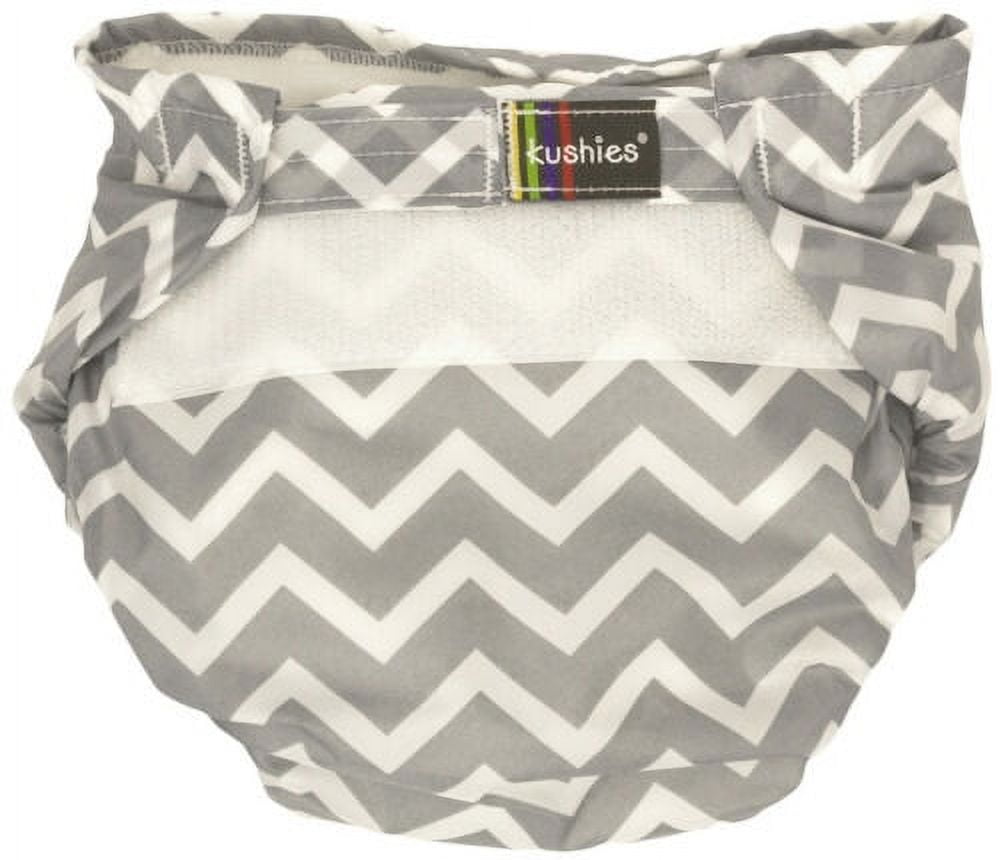 Kushies Ultra-Lite All-In-One Form-Fitted Washable Cloth Diapers (Grey Chevron, Toddler)
