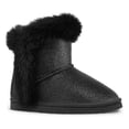 thumbnail image 1 of Kushyshoo Black Girls Snow Boots Warm Faux Fur Lined Glitter Strap Winter Shoes Lightweight with Hook-and-loop Size 3 M, 1 of 5