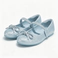 thumbnail image 1 of Kushyshoo Blue Glitter Girl's Bow Mary Jane Dress Shoes Ballet Princess Flats with Rhinestone Strap 1M, 1 of 5