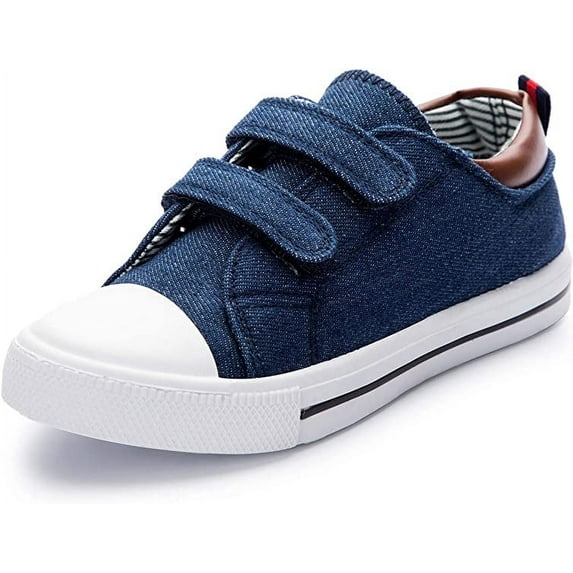 Kushyshoo Blue Kid's Sneakers Dual Hook and Loops Boys Canvas Shoes 11M