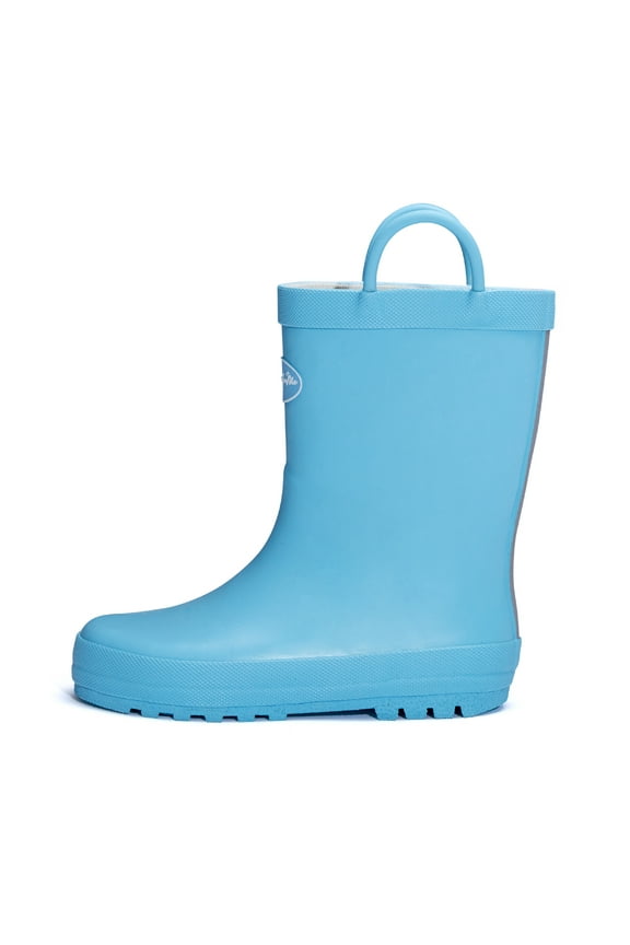 Blue Matte Kids Rain Boots for Girls Toddler Waterproof Rubber with Easy-On Handles Size B6