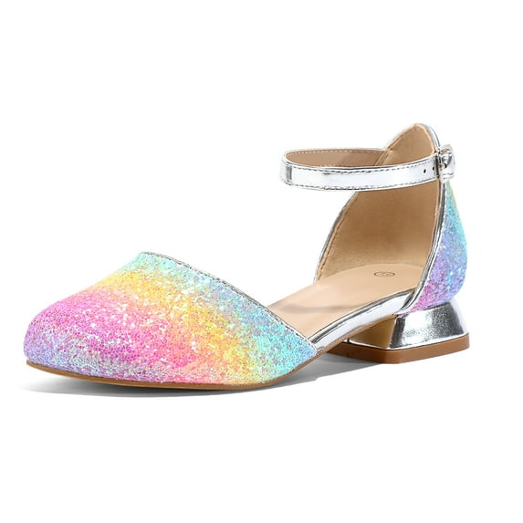 Kushyshoo Colorful Girls Dress Shoes Mary Jane 1 inch Low Heel Pumps Wedding Party Princess Kids Shoes 1M