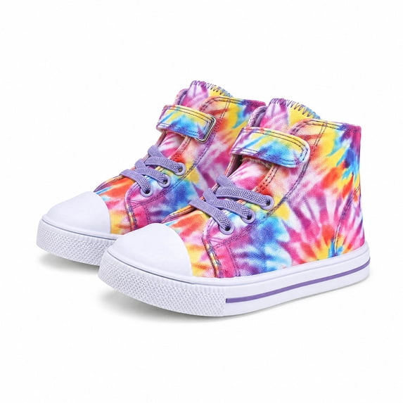 Kushyshoo Colorful Tie-dye Toddler High Top Girls Sneakers Kids Walking Shoes 3M