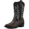 thumbnail image 1 of Kushyshoo Cowboy Boots for Girls and Boys Western Mid-Calf Black Cowgirl Boots Riding Shoes Size 1, 1 of 6