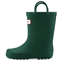 Kushyshoo Dark Green Kids Rain Boots for Boys Toddler Waterproof Rubber Design with Easy-On Handles Size 3