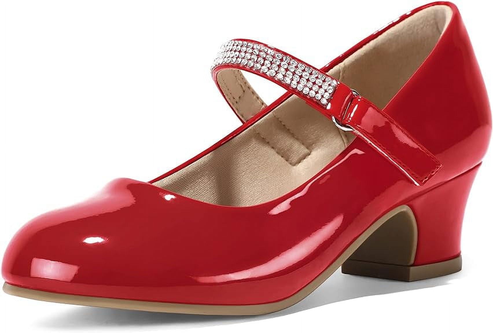 Kushyshoo Girl Mary Jane Shoes Low Heel Rhinestones Princess
