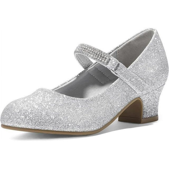 Kushyshoo Girl Mary Jane Shoes Low Heel Rhinestones Princess Flats ...