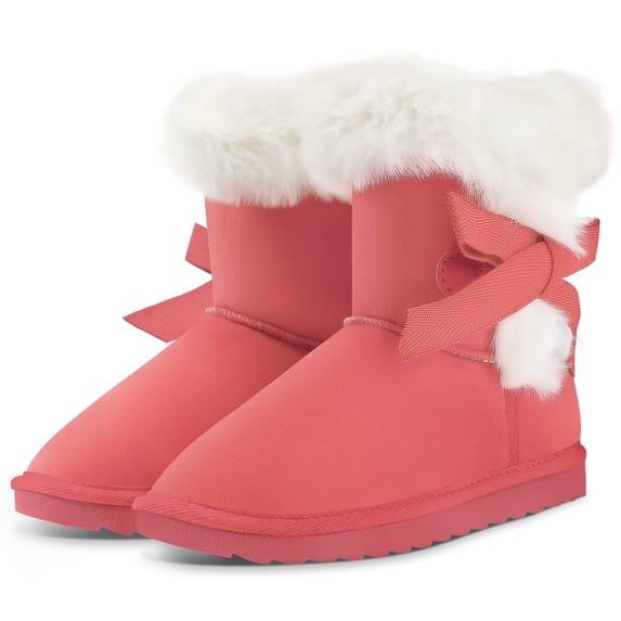Kushyshoo Girls Kids Snow Boots for Warmth Bright Pink Non-Slip Outdoor Winter Footwear Lightweight Size 1M