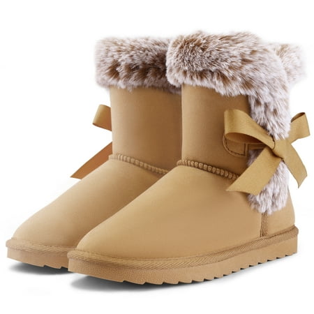 Kushyshoo Girls Kids Snow Boots for Warmth Brown Non-Slip Outdoor Winter Footwear Lightweight Size 2M