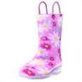thumbnail image 1 of Kushyshoo Girls Light Up Rain Boots Colorful Pink Flowers Rain Boots for Toddler with Handles 9M, 1 of 5