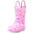 thumbnail image 1 of Kushyshoo Girls Light Up Rain Boots Colorful Pink Unicorn Rain Boots for Big Kids with Handles 1M, 1 of 5