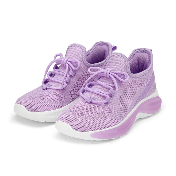Kushyshoo Girls Lightweight Sneakers Kids Breathable Lace-up Athletic Running Shoes Big Kids Walking Shoes Purple Size 4