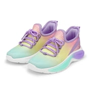 Girls Lightweight Sneakers Kids Breathable Lace-up Athletic Running Shoes Big Kids Walking Shoes Rainbow Purple Size 2