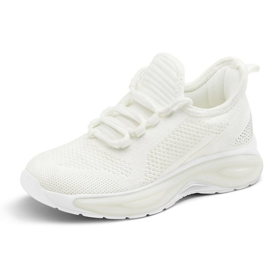 Kushyshoo Girls Lightweight Sneakers Kids Breathable Lace-up Athletic Running Shoes Big Kids Walking Shoes White Size 2