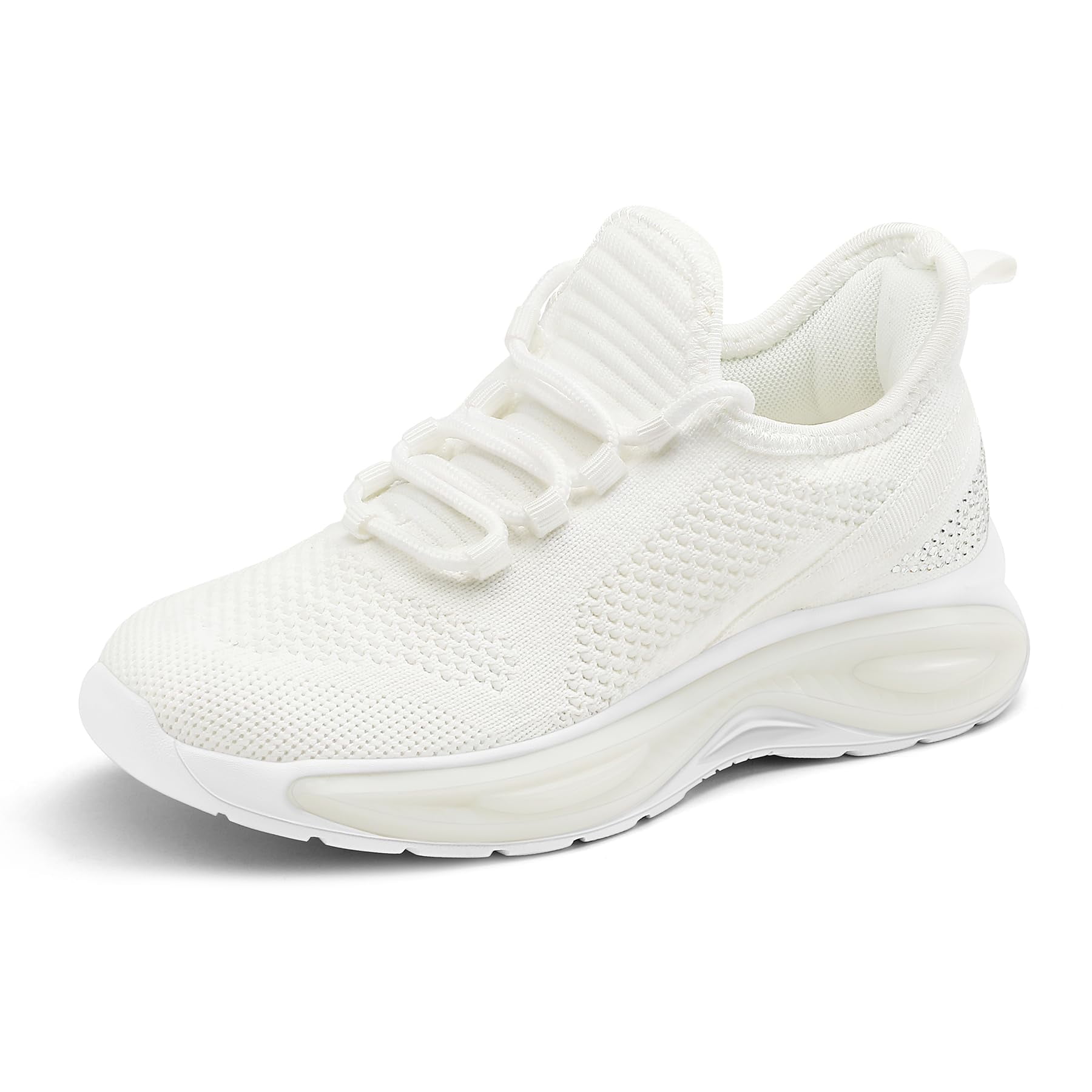 Girls Lightweight Sneakers Kids Breathable Lace-up Tennis Running Shoes Big Kids Walking Shoes White Size 5
