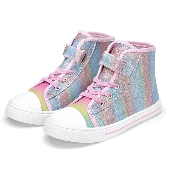 Kushyshoo Gradient Glitter Toddler High Top Girls Sneakers Kids Walking Shoes 12M