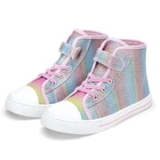Kushyshoo Gradient Glitter Toddler High Top Girls Sneakers Kids Walking Shoes 12M