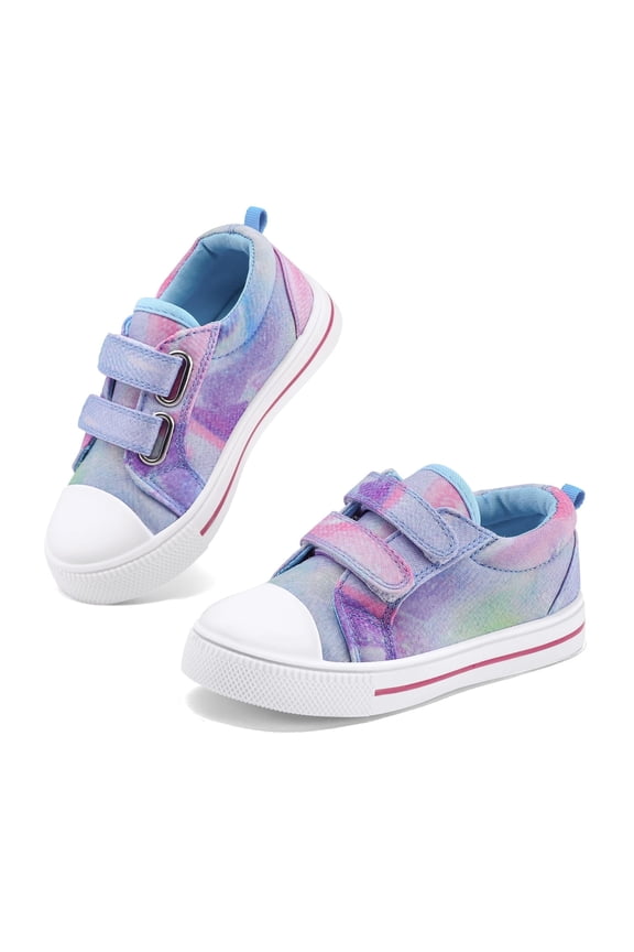 Gradient Glitter Toddler Shoes Kids Sneakers with Cartoon Dual Hook and Loops 6M For Girls
