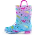 thumbnail image 1 of Kushyshoo Kids Blue Gradient Rain Boots Waterproof Light up Girls Boots with Handles 7M, 1 of 6
