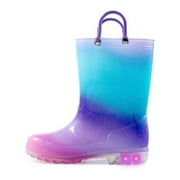 K KOMFORME Kushyshoo Kids Blue Purple Glitter Light up Rain Boot Size 7 Toddler Girl