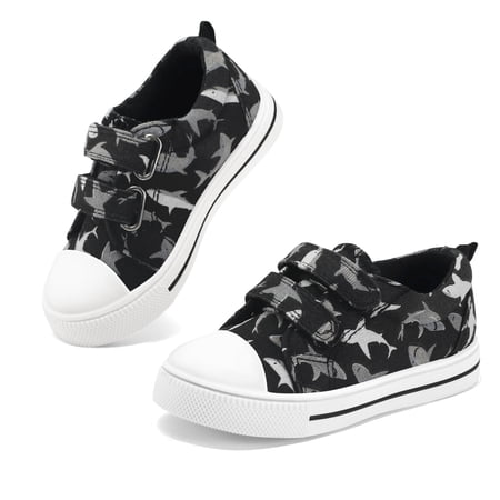 Kushyshoo Kids Canvas Shoes Black Shark Toddler Boys Sneakers 7M