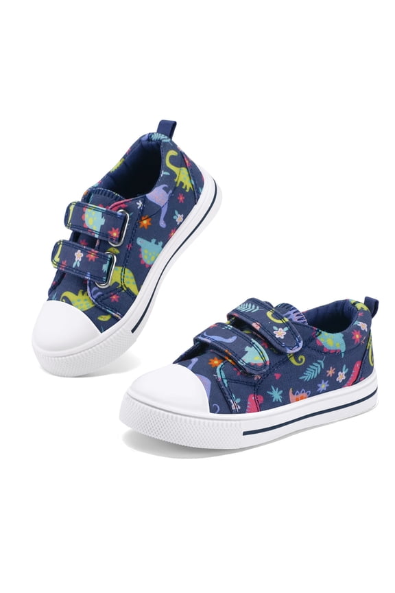 Kids Canvas Sneakers Colorful Dinosaurs Size 12 Little Girls' Shoes